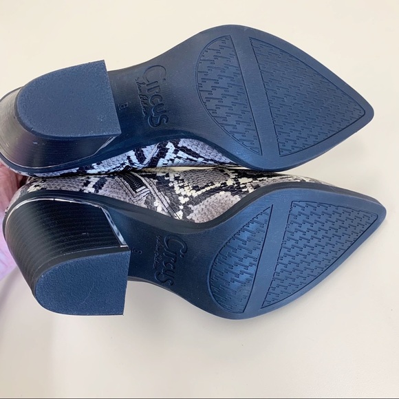 Circus Sam Edelman Womens Snake Print Textured Point Toe Side Zip Heeled Booties - Picture 13 of 13